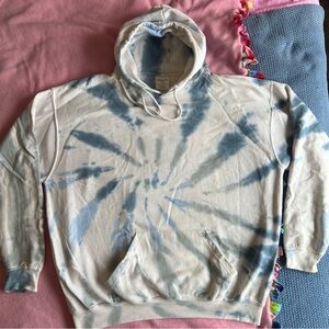 Stylish Blue and Cream Tie-Dye Hoodie